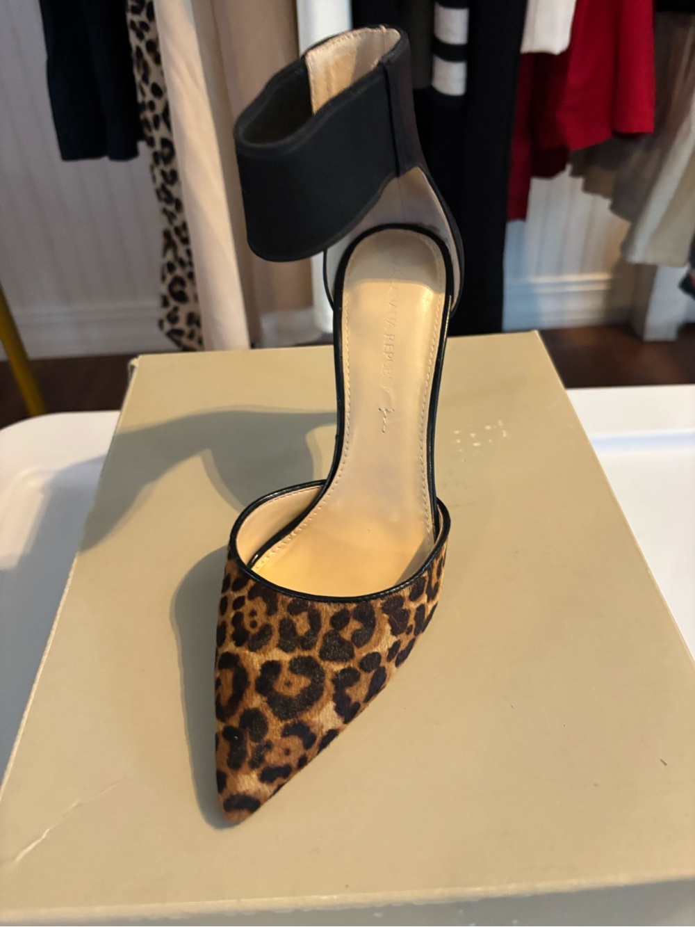 Banana Republic Leopard and Black Open-Toe Stiletto Heel